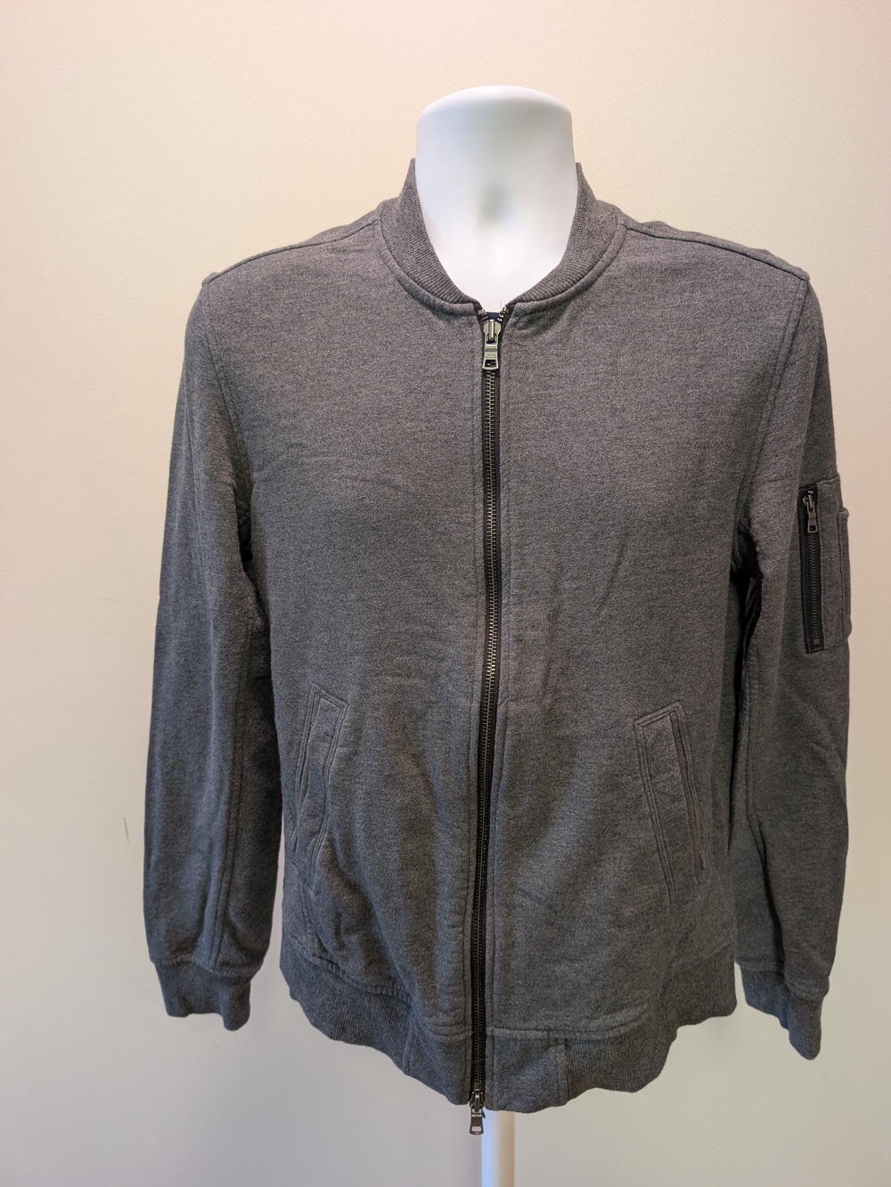 Armani Exchange AX Gray Knit Bomber Jacket Zip Utility Pocket Mens Medium M
